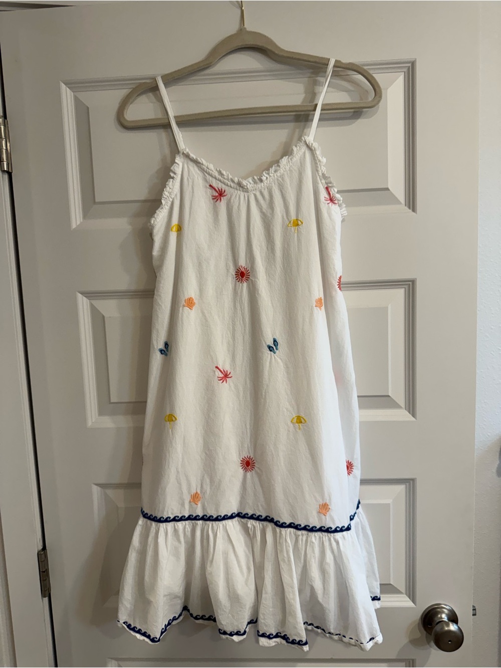 Cynthia Rowley White Embroidered Sundress with Multicolor Motifs 100% cotton S
